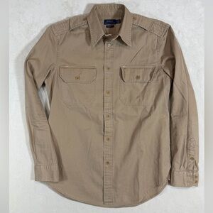 Polo Ralph Lauren Size Small (Tagged 6) Military Chino Cotton Twill Beige Shirt
